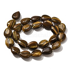 天然石タイガーアイビーズ連売り  ティアドロップ  16x12x5~6mm  穴：1mm  約25個/連  15.16''~15.75''（38.5~40センチメートル）&nbsp;G-P561-B03-01