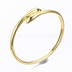 Brass Micro Pave Cubic Zirconia Cuff Bangles&nbsp;BJEW-T018-07G-NF