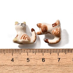手作りの陶器ビーズ  手描きの陶器ビーズ  猫の形  シエナ  15.5~16.5x15~16x8.5~9mm  穴：1.6mm&nbsp;PORC-S002-13A
