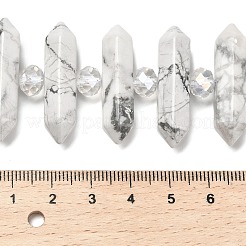 天然ハウライトの両端が尖ったビーズの連売り  ガラスビーズ  ファセット弾丸  31~33x7~9x7~9mm  穴：1mm  約26~27個/連  15.16~15.75''（38.5~40センチメートル）&nbsp;G-H069-B12-01