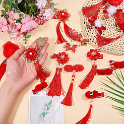 12 Pairs 12 Styles New Year's Day Theme Polyester Alligator Hair Clips&nbsp;PHAR-CA0001-007