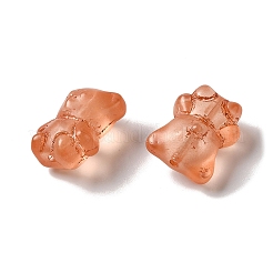 透明なランプワークビーズ  クマ  ライトサーモン  15x12x9mm  穴：1mm  約57~62個/100g&nbsp;LAMP-P065-06A-07