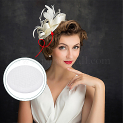 リネン生地のミニハットファシネーターベース  DIY 工芸品のヘアアクセサリーの装飾  ホワイト  150x25mm&nbsp;AJEW-WH0472-72B
