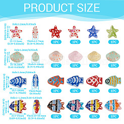 16Pcs 16 Styles Painted Glass Beads Strands&nbsp;LAMP-TA0001-81