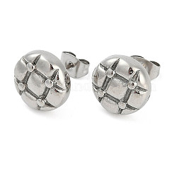 女性用304ステンレススチールスタッドピアス  フラットラウンド  ステンレス鋼色  11.5mm&nbsp;EJEW-F351-03P