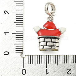 Anti-Tarnish Rhodium Plated 925 Sterling Silver Enamel Christmas European Dangle Charms&nbsp;STER-Z010-02P-01B