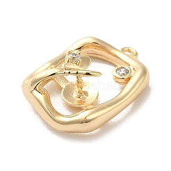 Brass Micro Pave Cubic Zirconia Pendants&nbsp;KK-H455-32G