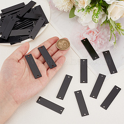 長方形のアルミニウムコネクタチャーム  ブラック  50x13x1.5mm  穴：3mm&nbsp;FIND-WH0126-504