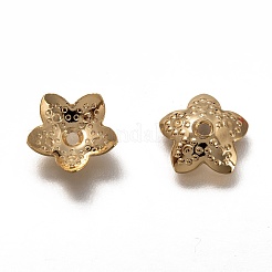304ステンレススチールビーズキャップ  5  - 花びらの花  18KGP本金メッキ  10x10.5x2.5mm  穴：1.4mm&nbsp;LS-STAS-H130-25G