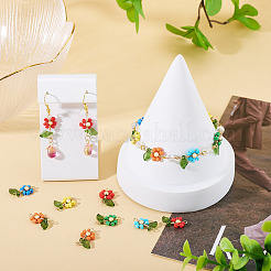 36Pcs 6 Style Glass Seed & Acrylic Connector Charms&nbsp;PALLOY-TA00220