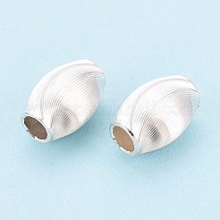 925スターリングシルバービーズ  バレル  テクスチャ  銀  9x6mm  穴：2.5~2.7mm&nbsp;STER-N017-20B-S