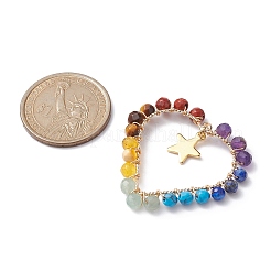 Chakra Gemstone Wried Round Bead Pendants&nbsp;PALLOY-JF02246