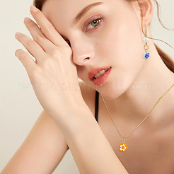 手作りミルフィオリガラスペンダント48個  花  304ステンレススチールループ付き  ミックスカラー  12.6mm  穴：1.5mm&nbsp;PALLOY-HS00029