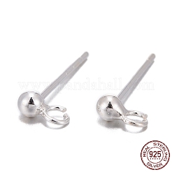 925スターリングシルバー製スタッドピアスパーツ  スタンプ925個付き  銀  5x2.5mm  穴：1mm  ピン：0.8mm&nbsp;STER-T002-197S