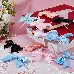 24Pcs 6 Colors Polyester Bowknot & Transparent Acrylic Bookmarks&nbsp;AJEW-FH00038