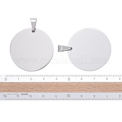 Tarnish Resistant DIY Materials 201 Stainless Steel Flat Round Hand Stamping Blank Tag Pendants&nbsp;STAS-O044-125