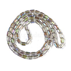 電気メッキガラスビーズセット  半分メッキ  多面カット  コラム  ベージュ  6.5x4mm  穴：0.8mm  約80個/連  20.08''（51センチメートル）&nbsp;GLAA-Q101-02A-HP03
