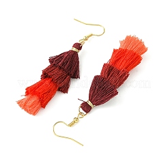 女性用のカラフルなタッセルペンダントダングルイヤリング  レッド  65~68.5x6~10.5mm&nbsp;EJEW-JE06108