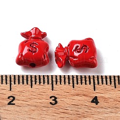 スプレー塗装された合金ビード  財布  クリムゾン  10x8x4.5mm  穴：1.4mm&nbsp;PALLOY-H134-45