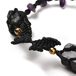 Natural Amethyst & Aphrizite & Synthetic Hematite Nuggets Braided Bead Bracelet&nbsp;BJEW-B073-01A