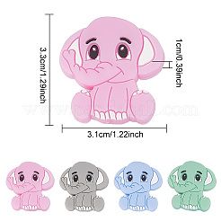 16Pcs 4 Colors Elephant Silicone Beads&nbsp;SIL-OC0001-07
