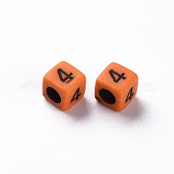 不透明な白いアクリルビーズ  番号の立方体  ミックスカラー  6x6x6mm  穴：3.5mm  約3000個/500g&nbsp;MACR-T038-14B