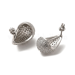 Brass Micro Pave Cubic Zirconia Stud Earrings&nbsp;EJEW-G381-04P