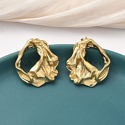 304ステンレススチールABSイミテーションパールナゲットスタッドピアス  イオンプレーティング（ip）  18KGP本金メッキ  26.5x25mm&nbsp;EJEW-K268-60G