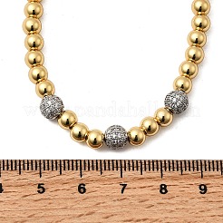 Brass Micro Pave Clear Cubic Zirconia Round Beaded Necklaces for Women&nbsp;NJEW-K392-17G
