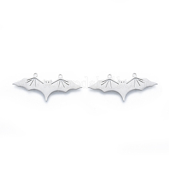 変色しない201ステンレススチールペンダント  バット  ハロウィンスタイル  ステンレス鋼色  16x39x1mm  穴：1.4mm&nbsp;STAS-N090-LA922-1