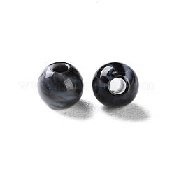 不透明なアクリルビーズ  ツートン  ラウンド  ブラック  6mm  穴：1.9mm  約416個/50g&nbsp;X-OACR-M015-12C