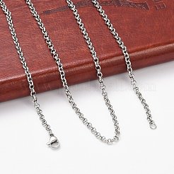 変色しにくい304ステンレススチールのローロチェーンネックレス  カニカン付き  ステンレス鋼色  23.7インチ（60.2cm）&nbsp;NJEW-L136-07P