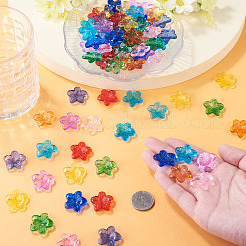90個9色透明ガラスビーズ  花  ミックスカラー  20.5x21.5x5.5mm  穴：1.6mm  10個/カラー&nbsp;GLAA-TA0004-42