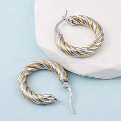 304 Stainless Steel Two Tone Hoop Earrings&nbsp;EJEW-B150-01D