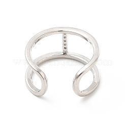 Clear Cubic Zirconia Initial Letter Open Cuff Ring&nbsp;RJEW-A012-01P-I