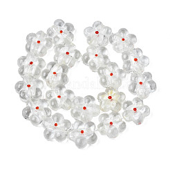 手作り銀箔ランプワークビーズ連売り  花  透明  22~23x23x9~10mm  穴：1.2mm  約20個/連  16.54インチ〜16.93インチ（42cm〜43cm）&nbsp;FOIL-T004-03F