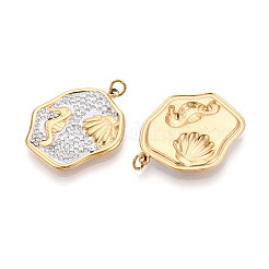304 Stainless Steel and Polymer Clay Crystal Rhinestone Pendants&nbsp;STAS-T069-60F
