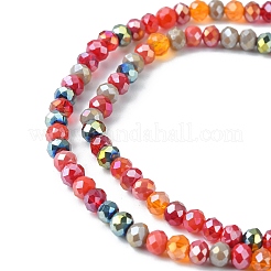 電気メッキガラスビーズセット  多面カット  ロンデル  レッド  4.5x3.5mm  穴：1mm  約140~143個/連  18.90インチ〜19.29インチ（48cm〜49cm）&nbsp;EGLA-yw0002-C03