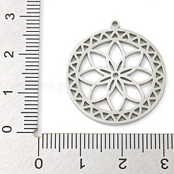 304ステンレスペンダント  レーザー切断  花のチャーム  ステンレス鋼色  27x25x1.4mm  穴：1.2mm&nbsp;LS-STAS-S142-04P