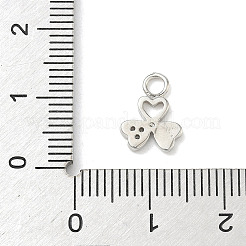 真鍮マイクロパヴェクリアキュービックジルコニアチャーム  プラチナ  クローバーチャーム  11.5x8x1.5mm  穴：2.5mm&nbsp;KK-H528-06A-P