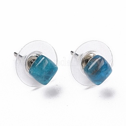 天然アパタイトイヤースタッド  304ステンレススチール製イヤリング  15.5x6x6mm  ピン：0.6mm&nbsp;EJEW-K091-01P-02