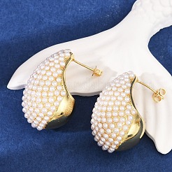 Teardrop Brass Stud Earrings&nbsp;KK-U058-67G