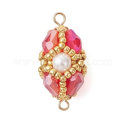 6Pcs 6 Colors Glass Beaded Oval Connector Charms&nbsp;PALLOY-MZ01233