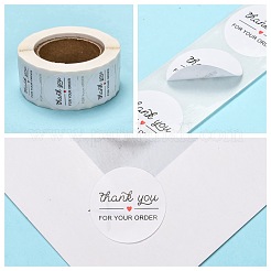 1インチありがとう粘着ラベルステッカー  装飾シールシール  クリスマスプレゼント用  結婚式  パーティー  ホワイト  25mm  500PCS /ロールについて&nbsp;DIY-J002-C03