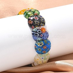 Handmade Millefiori Lampwork Beaded Stretch Bracelets for Men Women&nbsp;BJEW-G738-01A-01