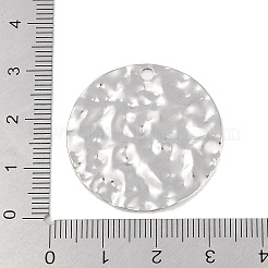 変色しない304ステンレススチールペンダント  テクスチャー フラット ラウンド チャーム  ステンレス鋼色  30x1.6mm  穴：2.3mm&nbsp;STAS-C106-23P
