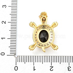 Tortoise Rack Plating Brass Micro Pave Cubic Zirconia Charms&nbsp;KK-G513-78A-03G