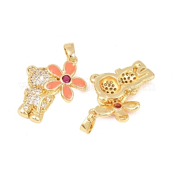 Brass Micro Pave Clear Cubic Zirconia Pendants&nbsp;KK-F931-19G