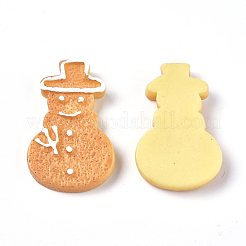 クリスマステーマの樹脂カボション  ジュエリー作りのための  雪だるまの形をしたビスケット  模造食品  オレンジ  28x18x4.5mm&nbsp;RESI-CJC0001-37L