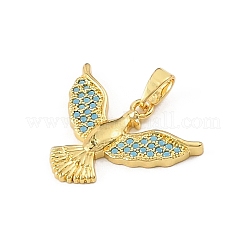 真鍮とラインストーンのペンダント  鳥のチャーム  ゴールドカラー  18x22x2mm  穴：5x2.5mm&nbsp;RB-CBA4B36-03G